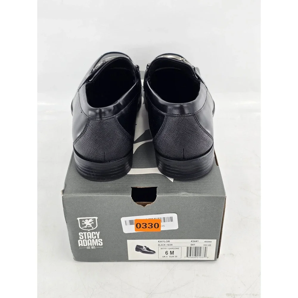Stacy Adams Kaylor Loafers Boys Size 6M Black Slip On Bit Dress Shoes -Excellent
